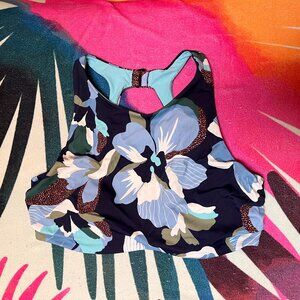 Athleta Maldives Printed Bikini Top, Hero Bloom Dress Blue, size 38D/DD